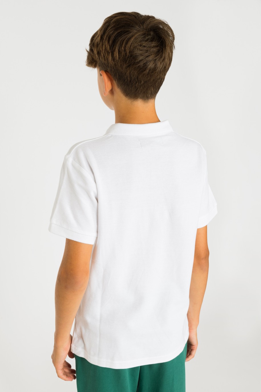 Biała gładka koszulka polo - 37202