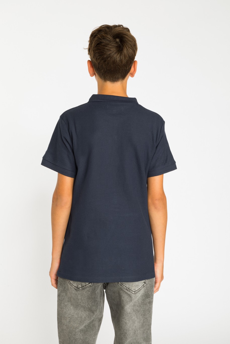 Granatowa gładka koszulka polo - 37205