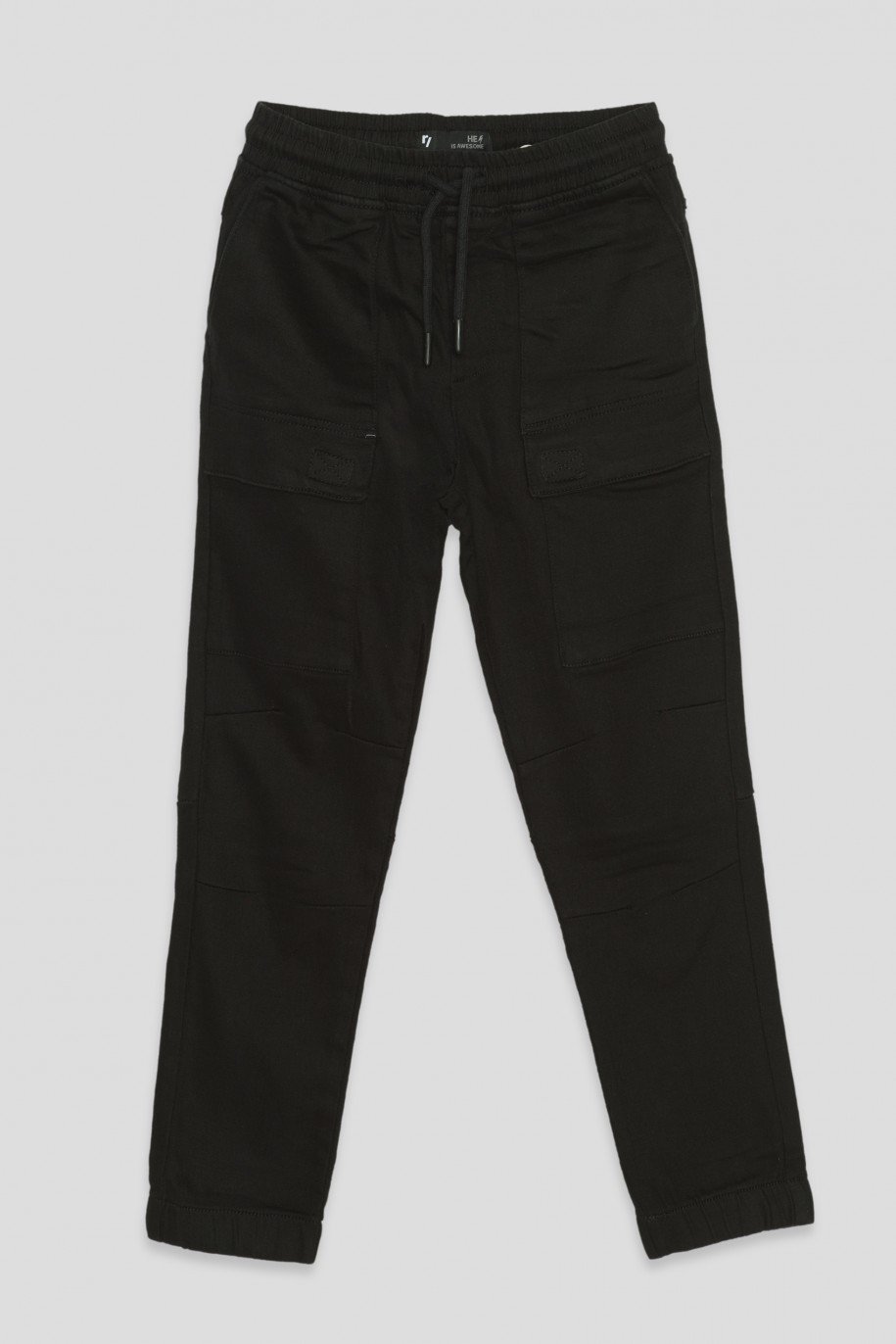 Czarne spodnie joggery typu cargo - 37213
