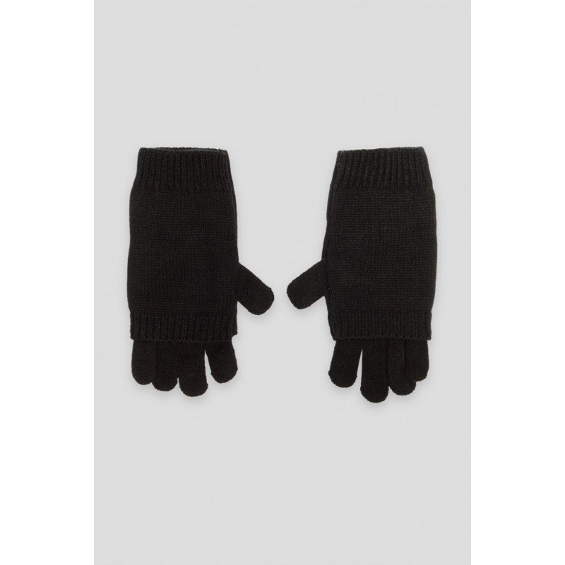 Czarne rękawiczki z mitenkami - 37452