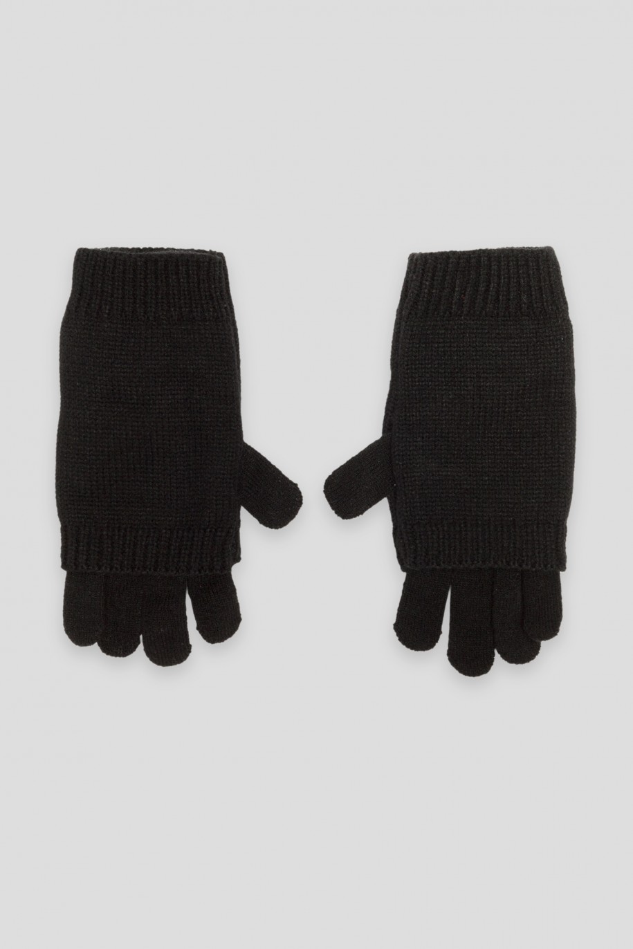 Czarne rękawiczki z mitenkami - 37452