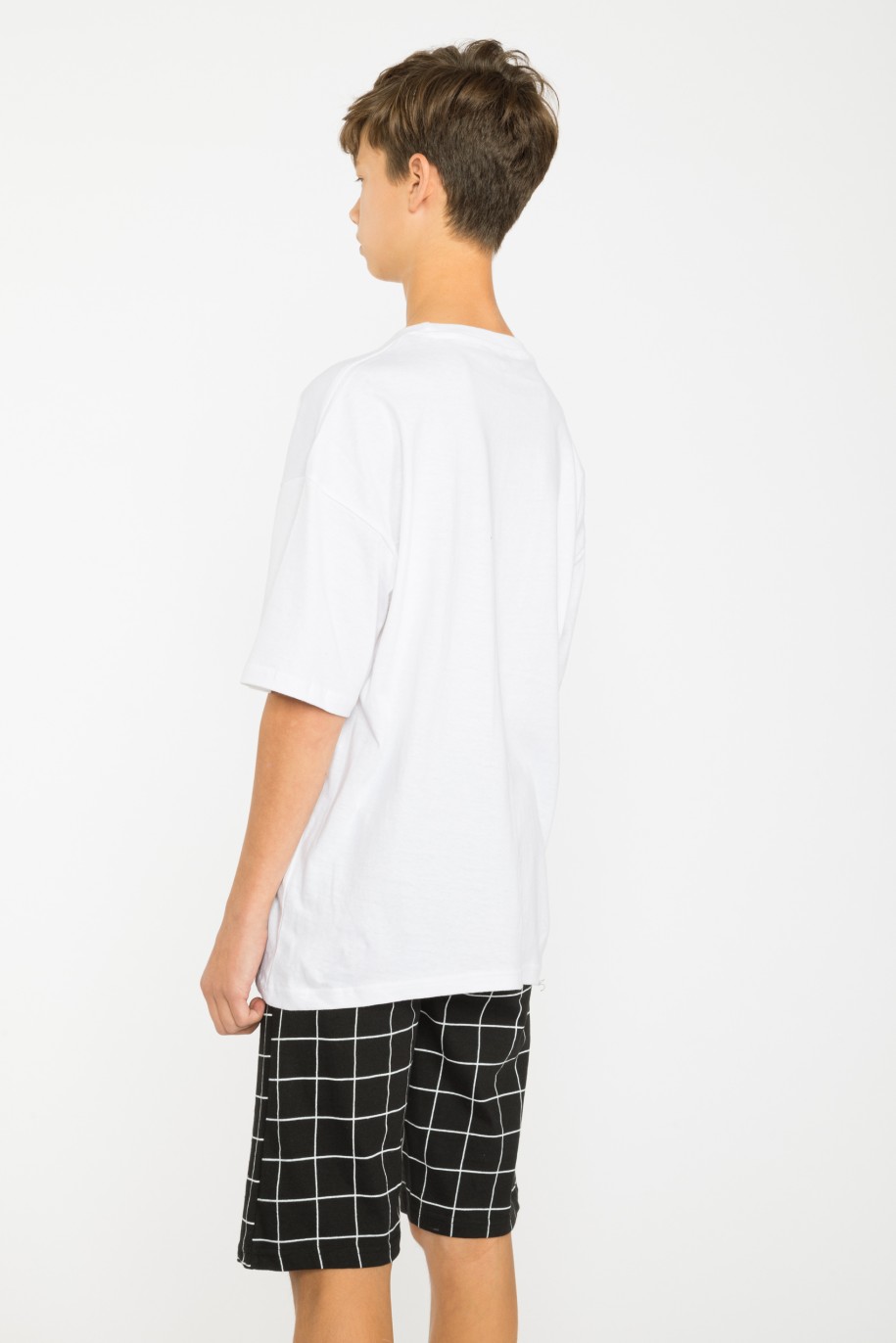 Biało-czarna piżama koszulka i spodenki - 37883