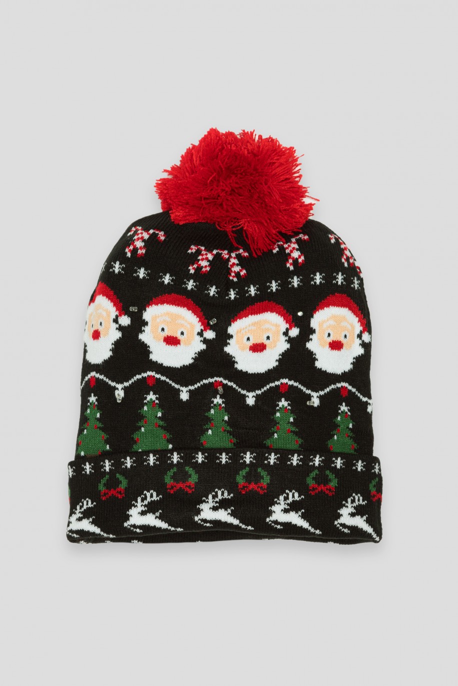 Świecąca czapka czapka świąteczna z lampkami LED - 38171