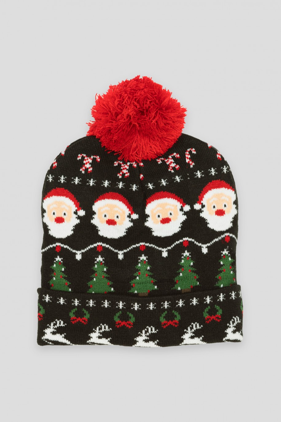 Świecąca czapka czapka świąteczna z lampkami LED - 38173