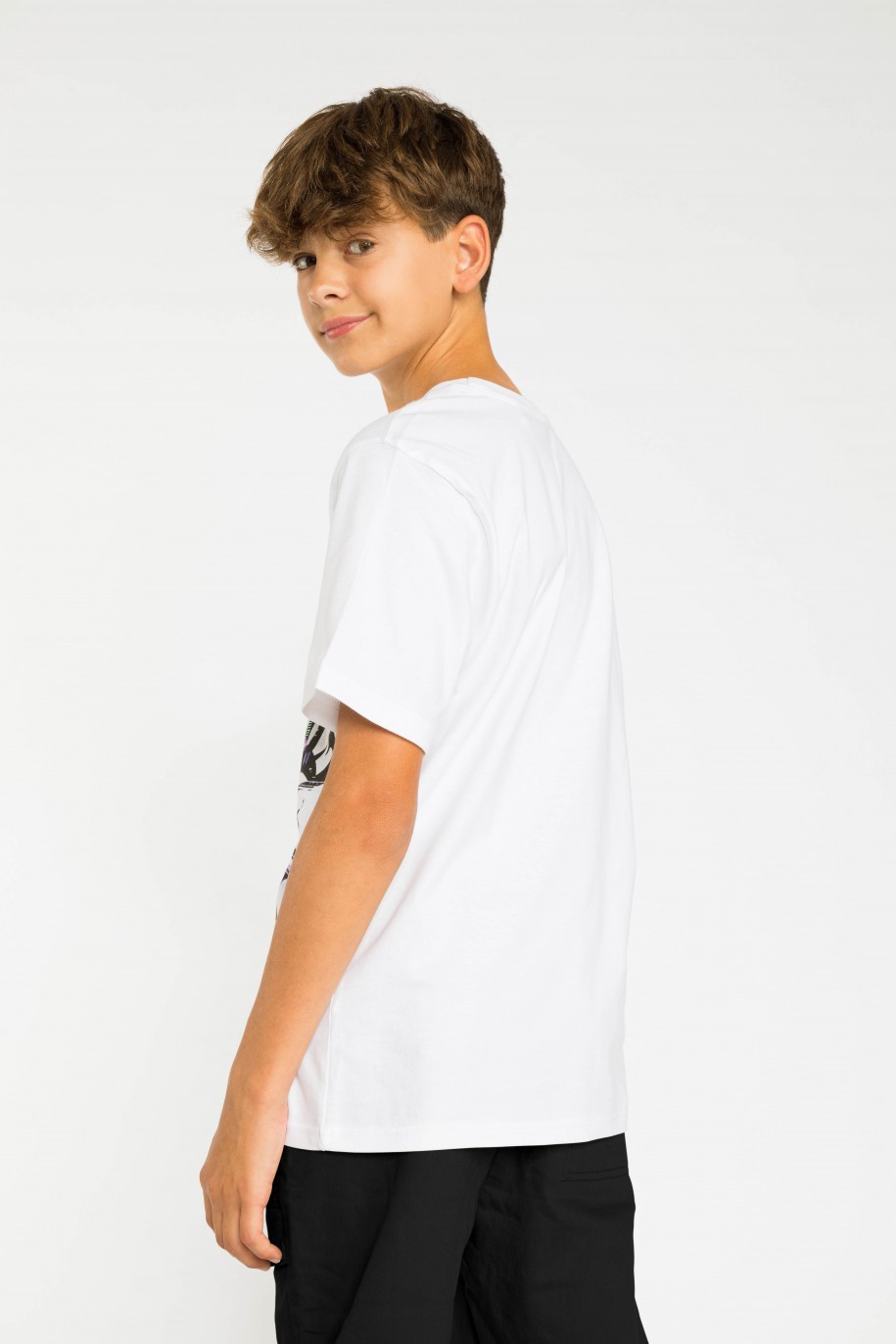 Biały T-shirt z nadrukiem na środku - 38177
