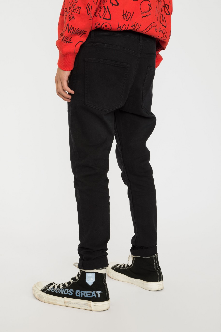 Czarne gładkie jeansy REGULAR - 38196