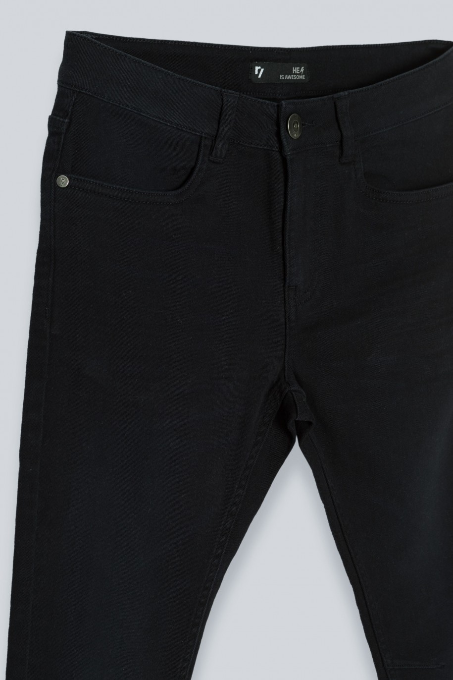 Czarne gładkie jeansy REGULAR - 38198
