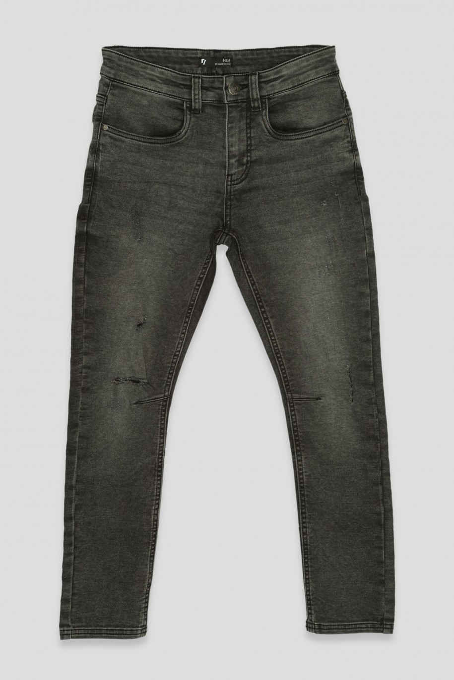 Szare jeansy z przeszyciami - 38203