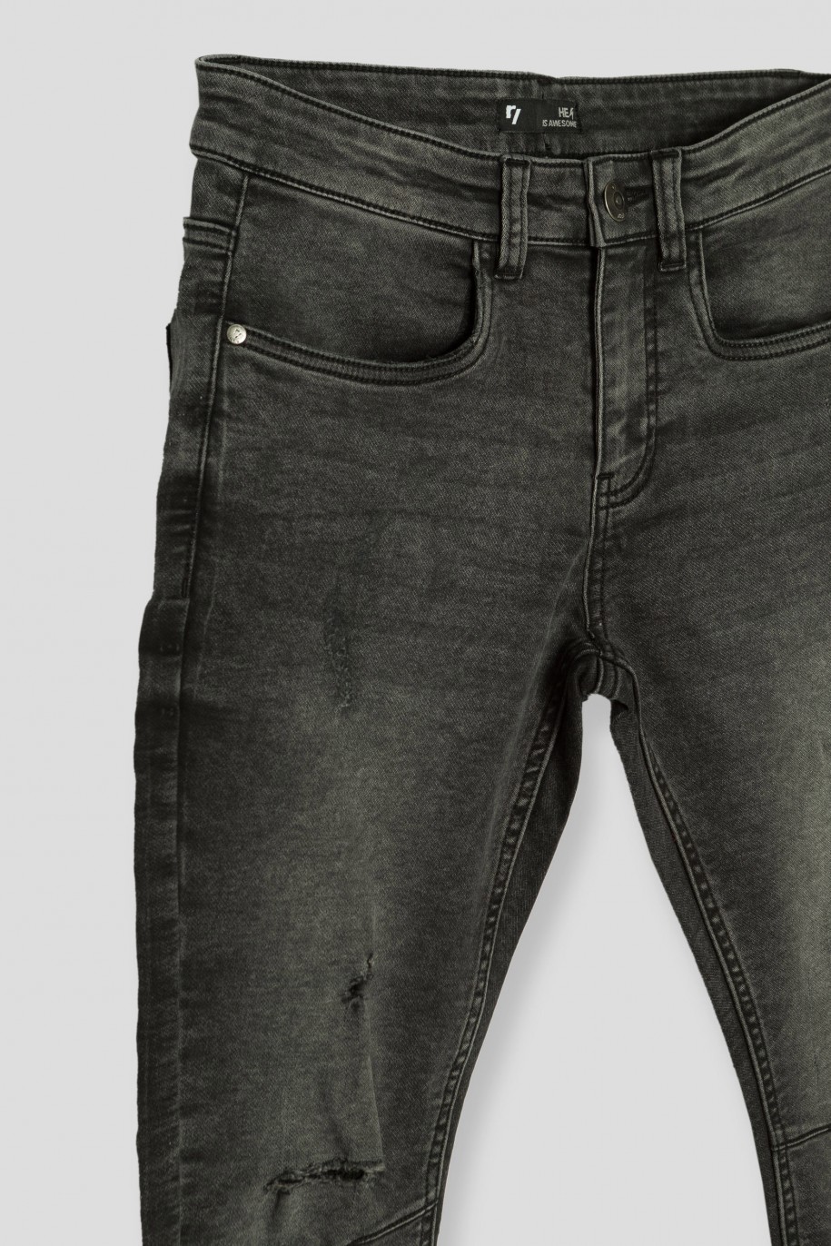 Szare jeansy z przeszyciami - 38204