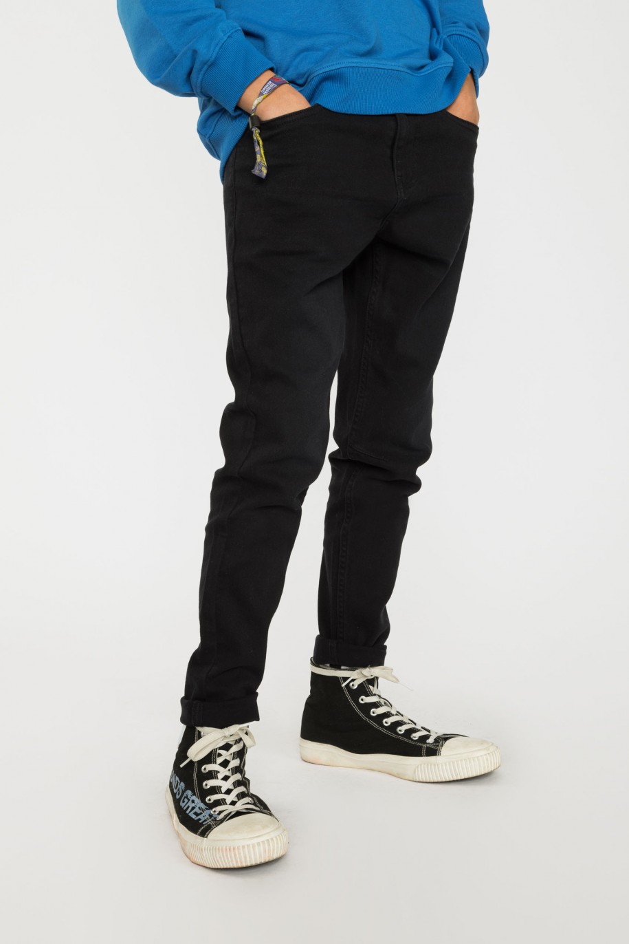 Czarne gładkie jeansy LOOSE - 38219