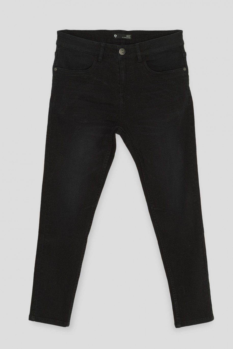 Czarne gładkie jeansy LOOSE - 38221