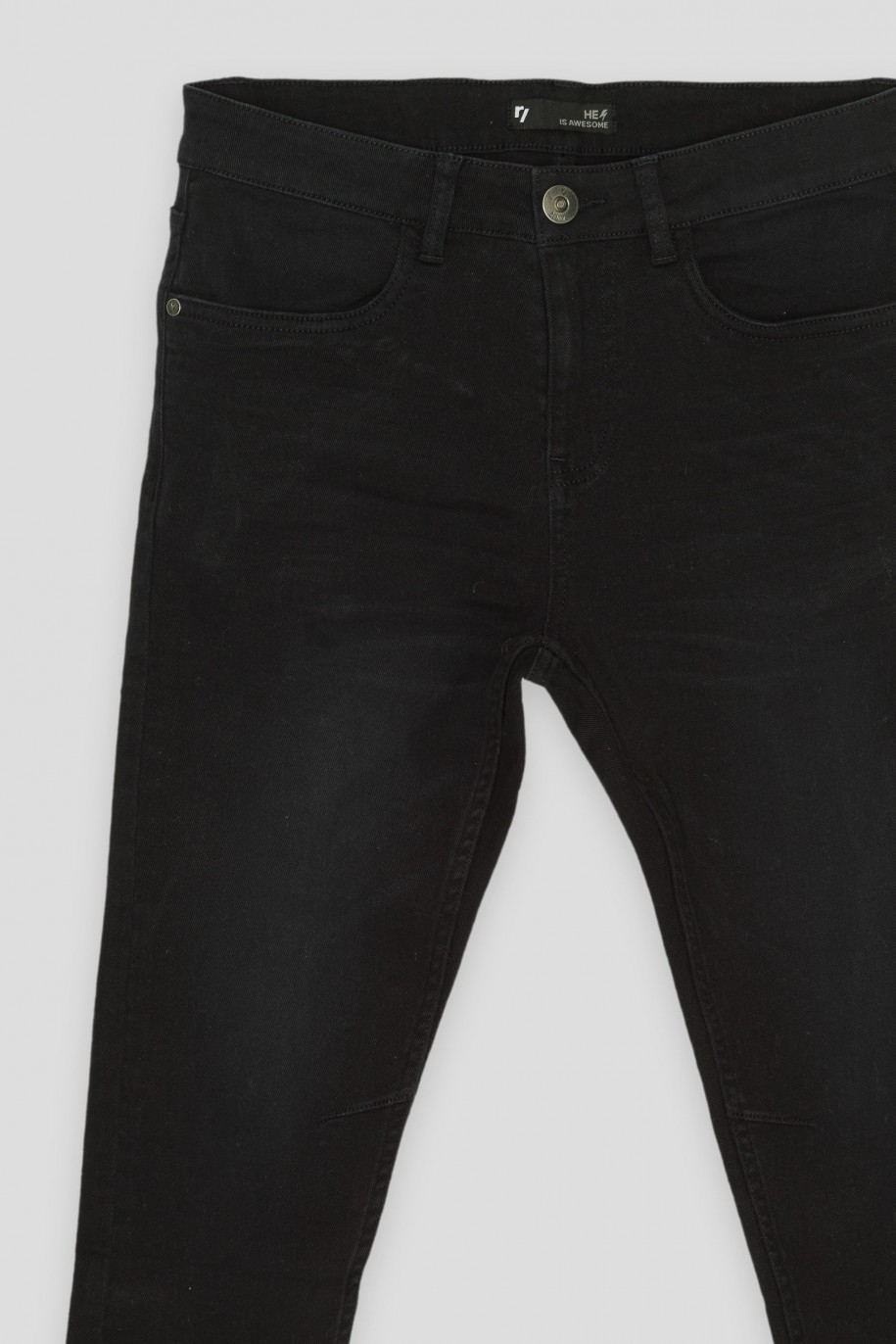 Czarne gładkie jeansy LOOSE - 38222
