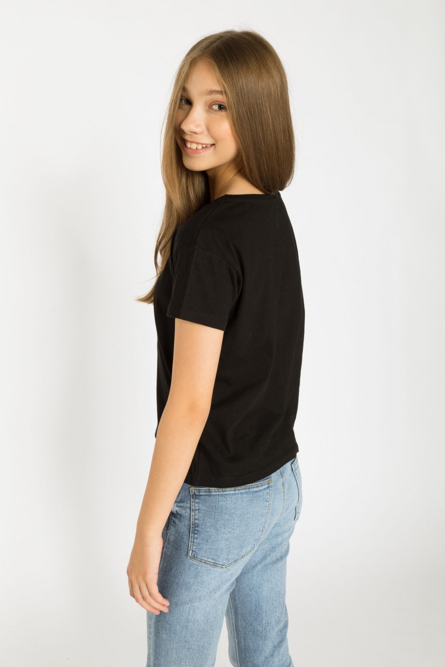 Czarny T-shirt z nadrukami - 38441
