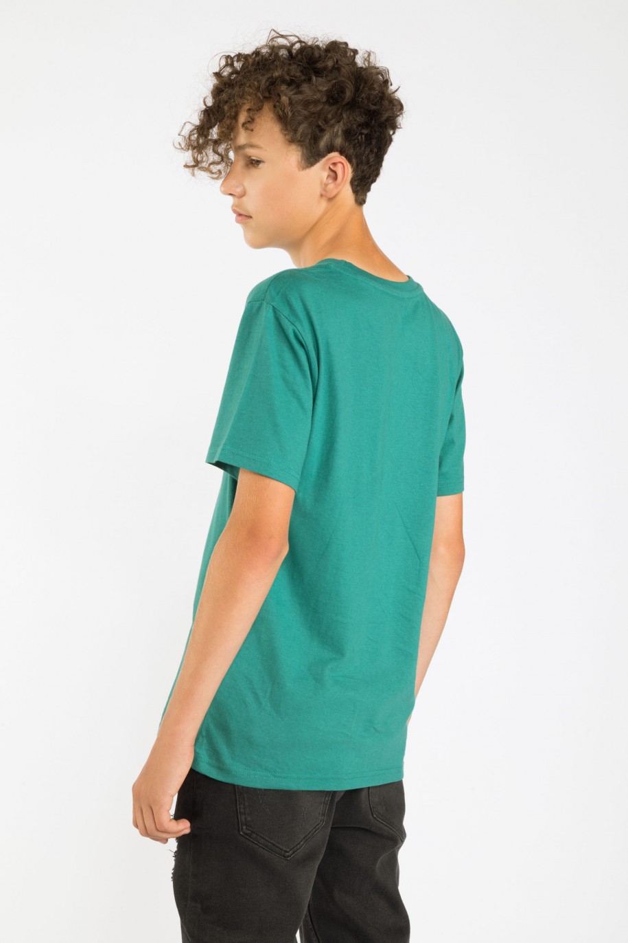 Zielony T-shirt z czarnym nadrukiem z przodu - 38636