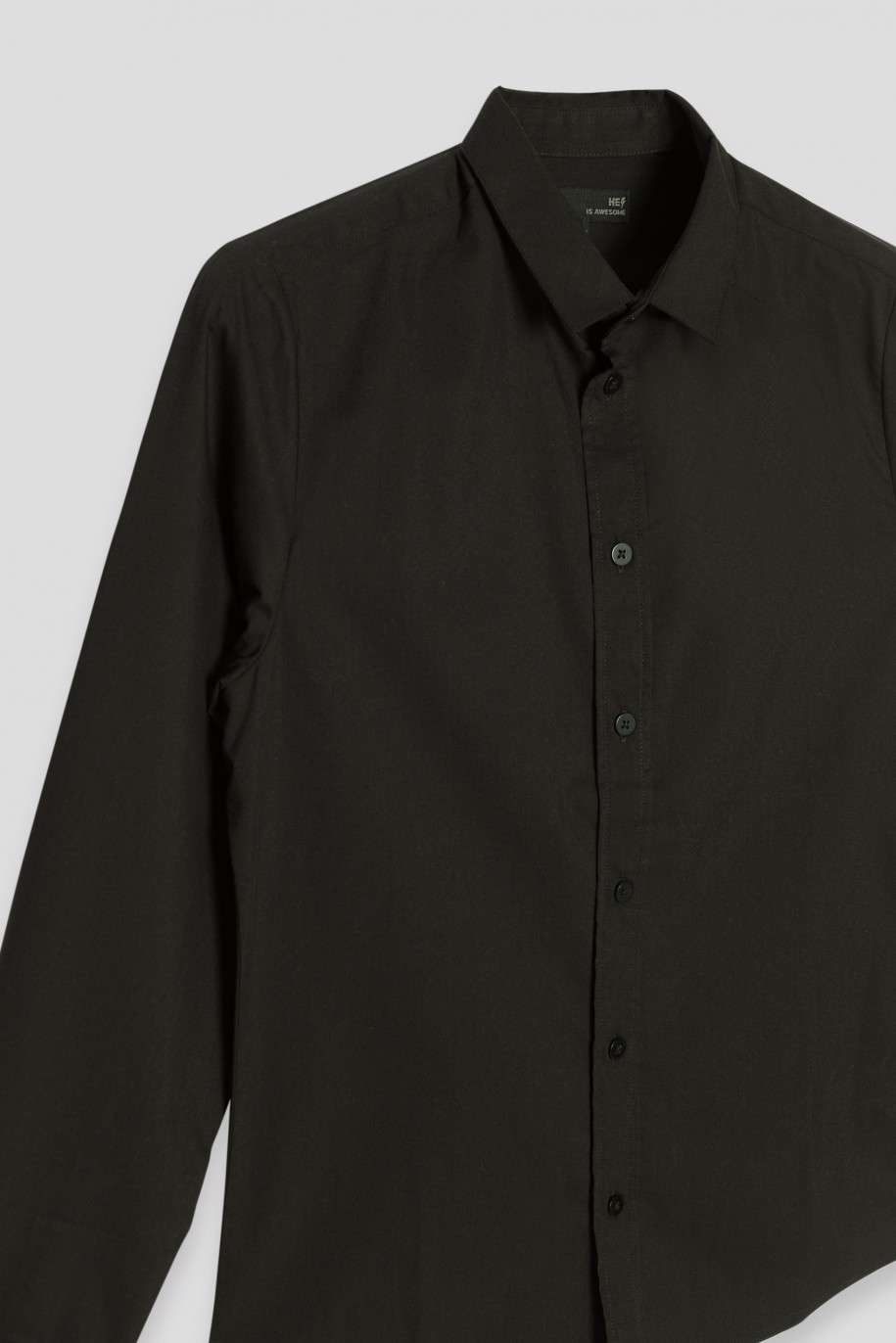 Czarna klasyczna koszula z długim rękawem - 38998
