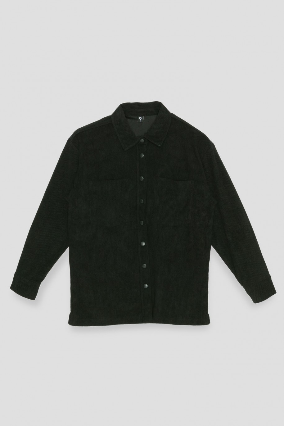 Czarna sztruksowa koszula ovsersize - 39093