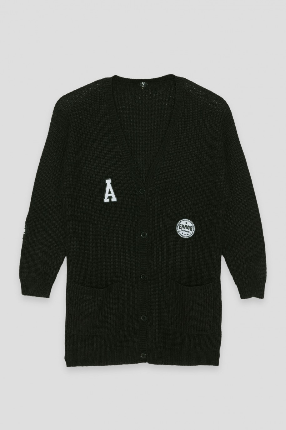 Czarny przedłużany sweter kardigan SCHOOL GIRL - 39172