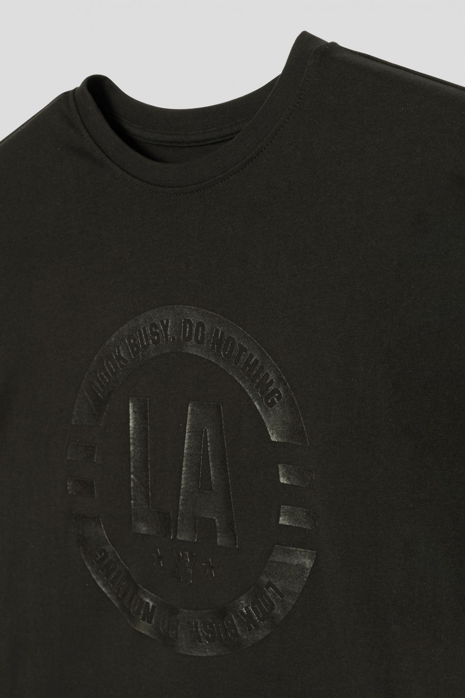 Czarny T-shirt z nadrukiem LA - 39269