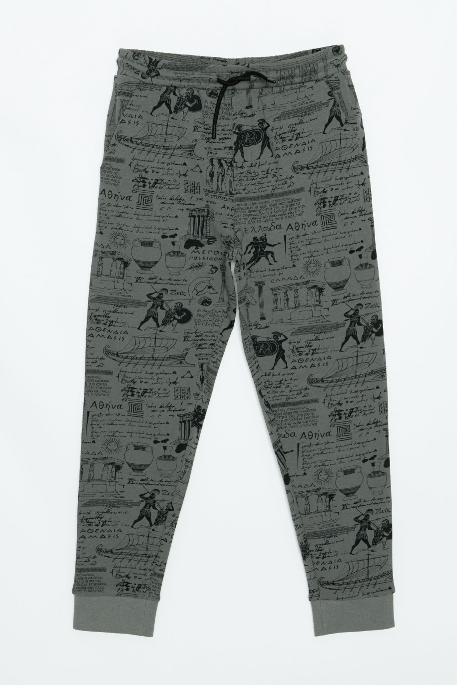 Szare wzorzyste spodnie dresowe ANTIQUE - 39388