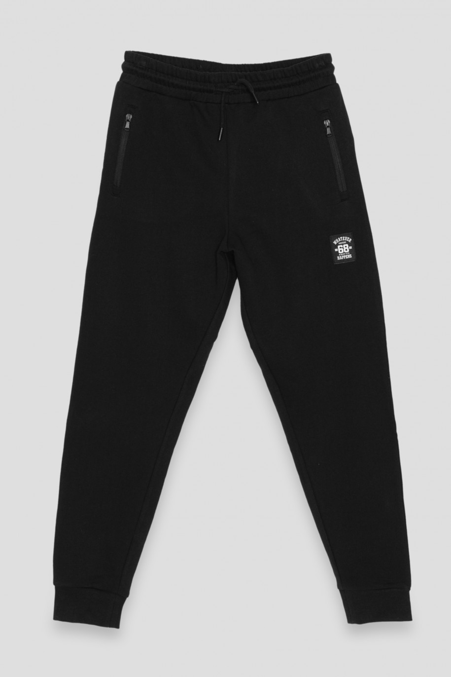 Czarne spodnie dresowe z nadrukiem - 39666