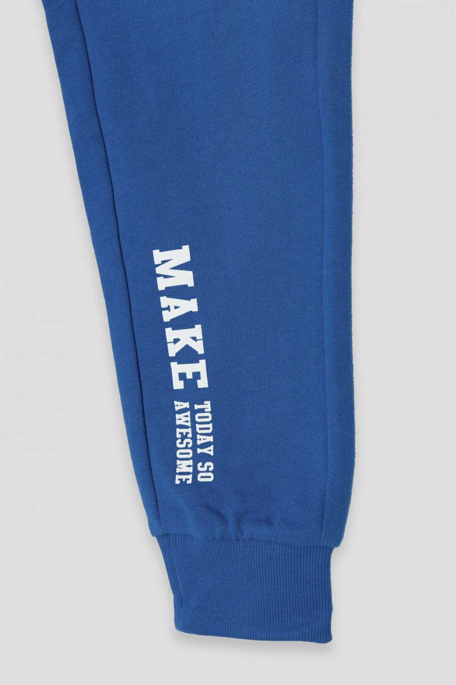 Niebieskie spodnie dresowe z nadrukiem - 39673