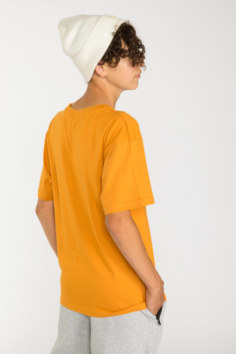 Pomarańczowy T-shirt z nadrukiem - 39782