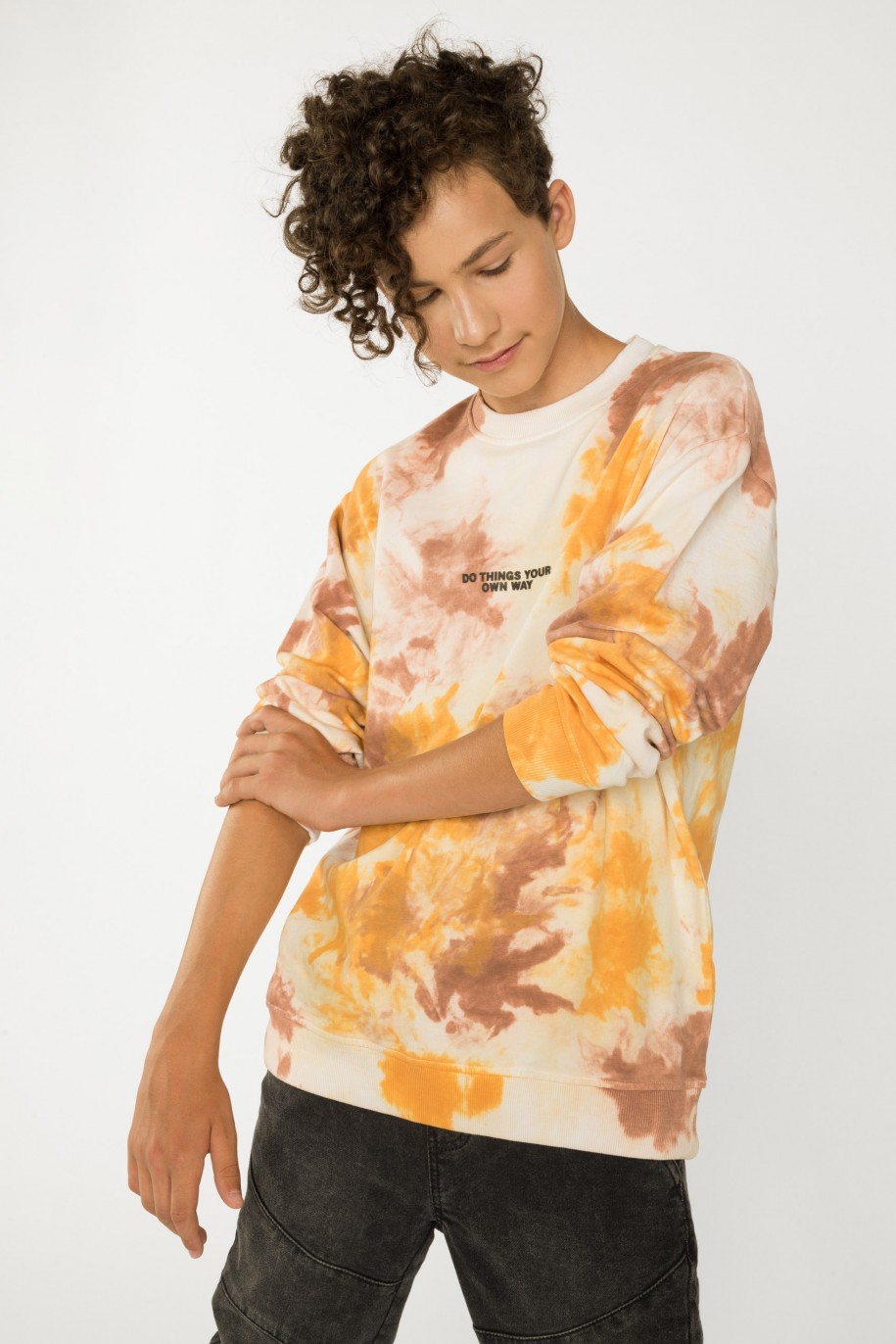 Wielobarwna  bluza dresowa z efektem tie dye - 39818