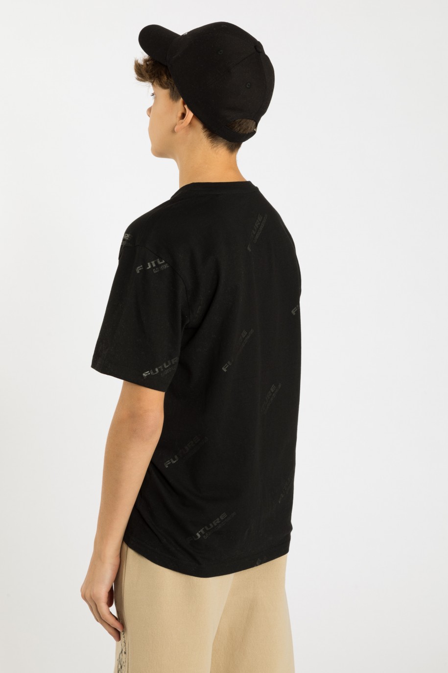 Czarny T-shirt z nadrukami - 39849