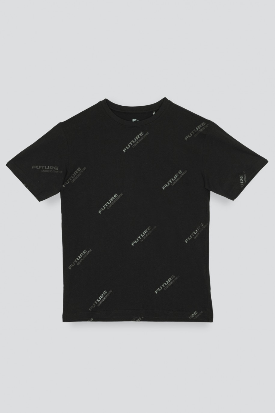 Czarny T-shirt z nadrukami - 39852