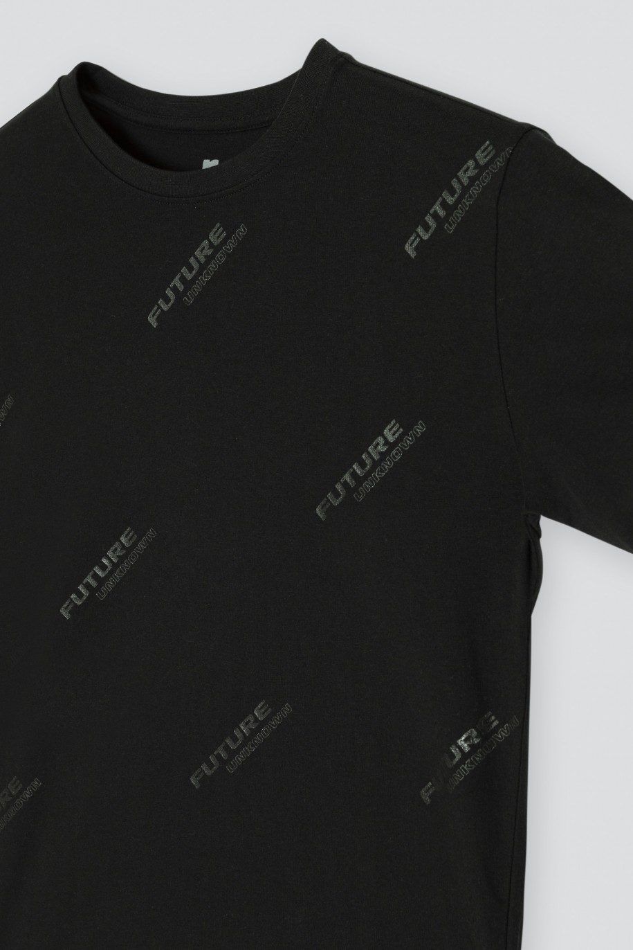 Czarny T-shirt z nadrukami - 39853