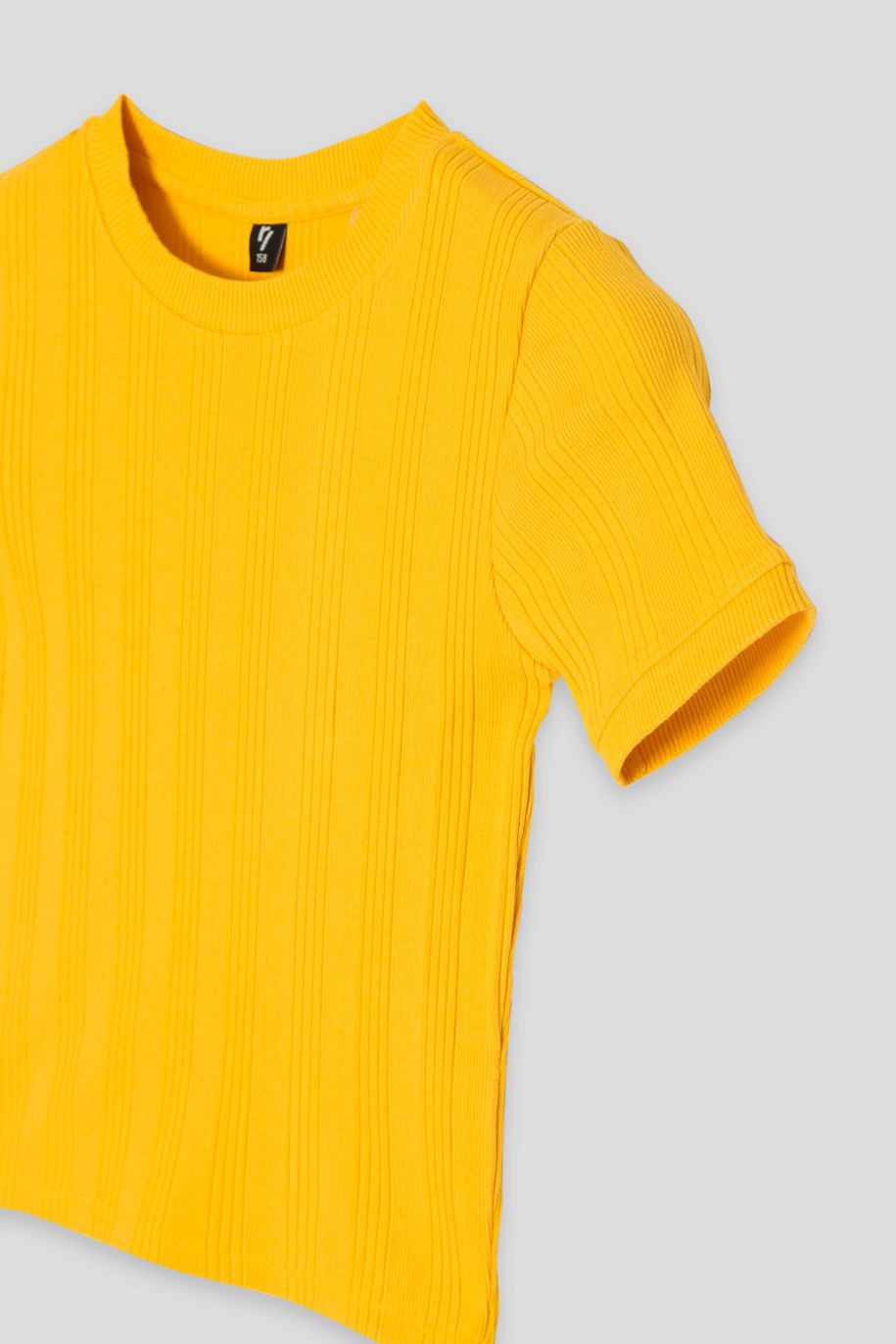 Żółty prążkowany T-shirt - 39969