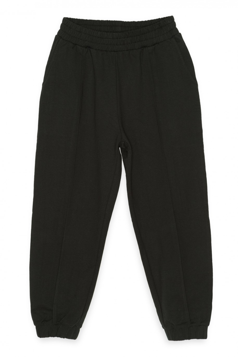 Czarne spodnie dresowe z przeszyciami - 40199
