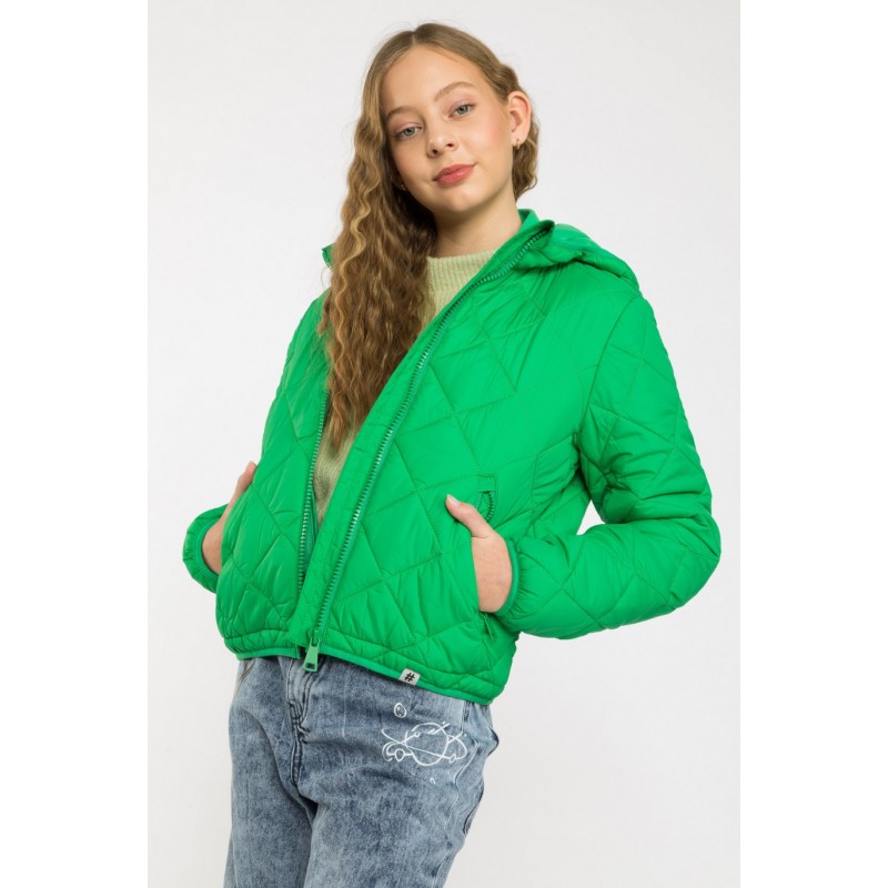 Zielona przejściowa pikowana kurtka mocno dopasowana - 40253