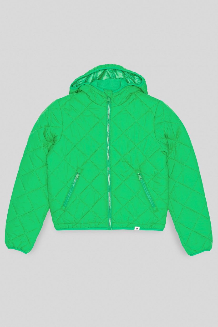 Zielona przejściowa pikowana kurtka mocno dopasowana - 40257