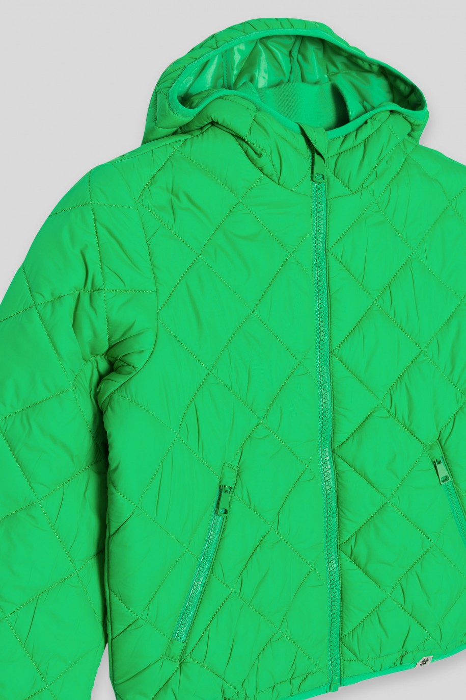 Zielona przejściowa pikowana kurtka mocno dopasowana - 40258