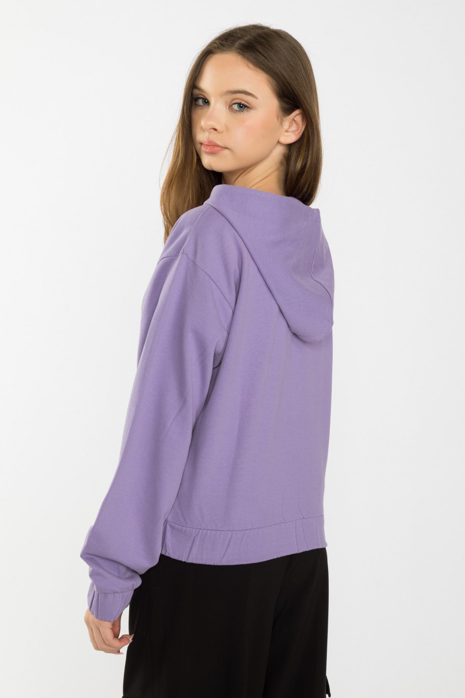 Fioletowa rozpinana bluza dresowa z kapturem - 40333