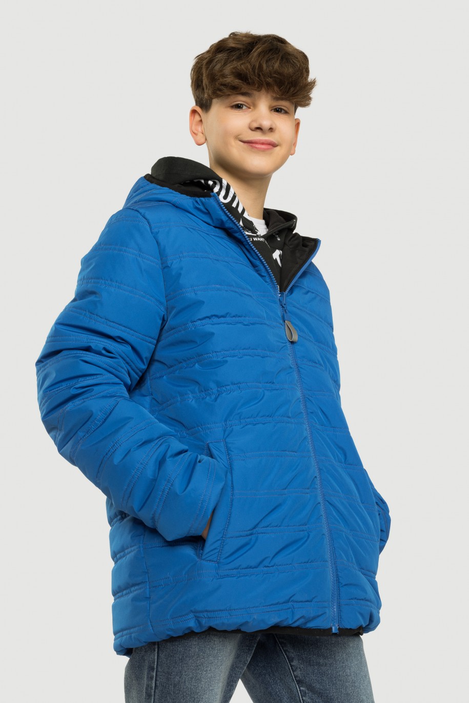 Niebieska dwustronna pikowana kurtka - 40420