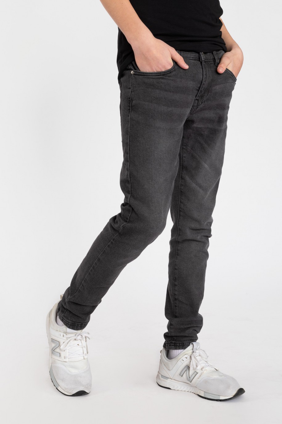 Szare gładkie jeansy regular - 40498