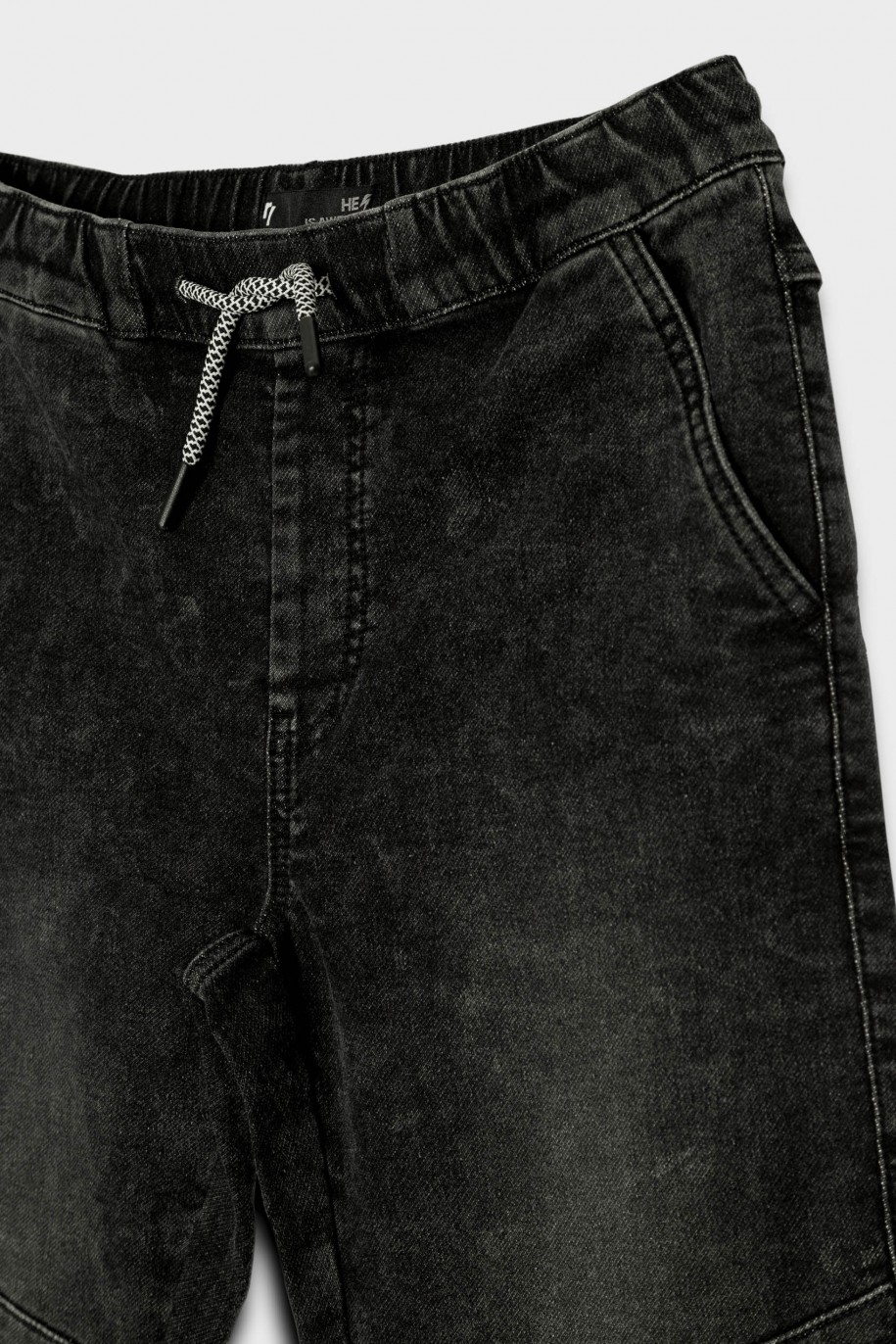Szare jeansy typu jogger z przeszyciami - 40581