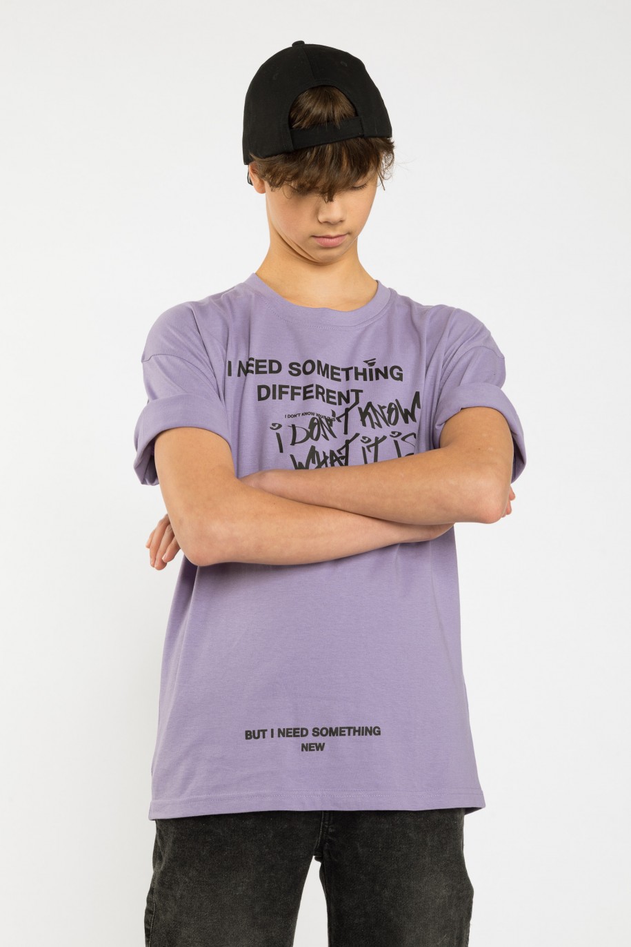 Fioletowy T-shirt z nadrukiem - 40595