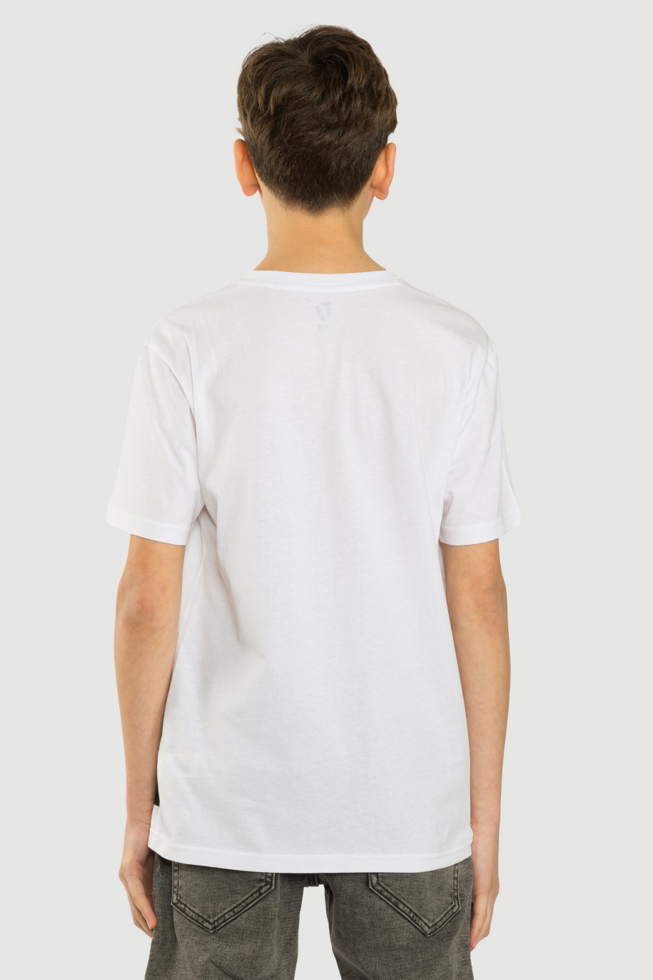 Biały T-shirt z nadrukami - 40698