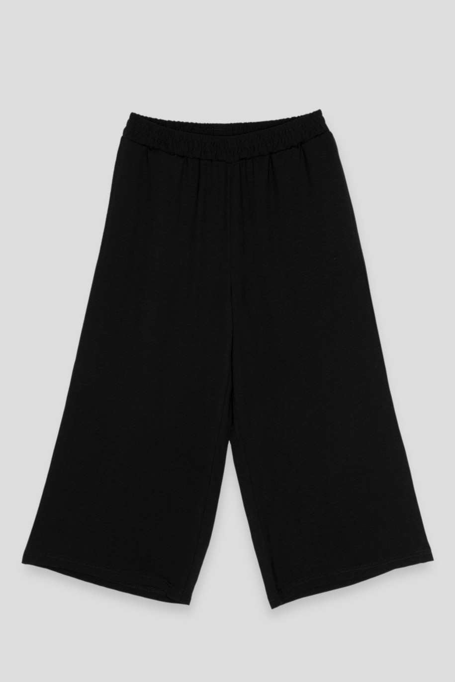 Czarne spodnie typu WIDE LEG 3/4 - 40765