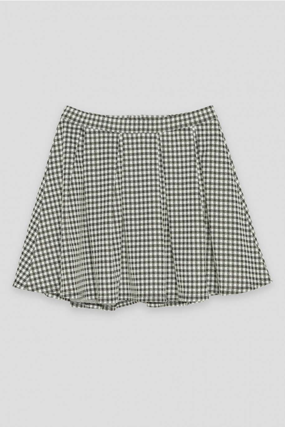 Czarno-biała krótka spódnica w pepitę - 40776