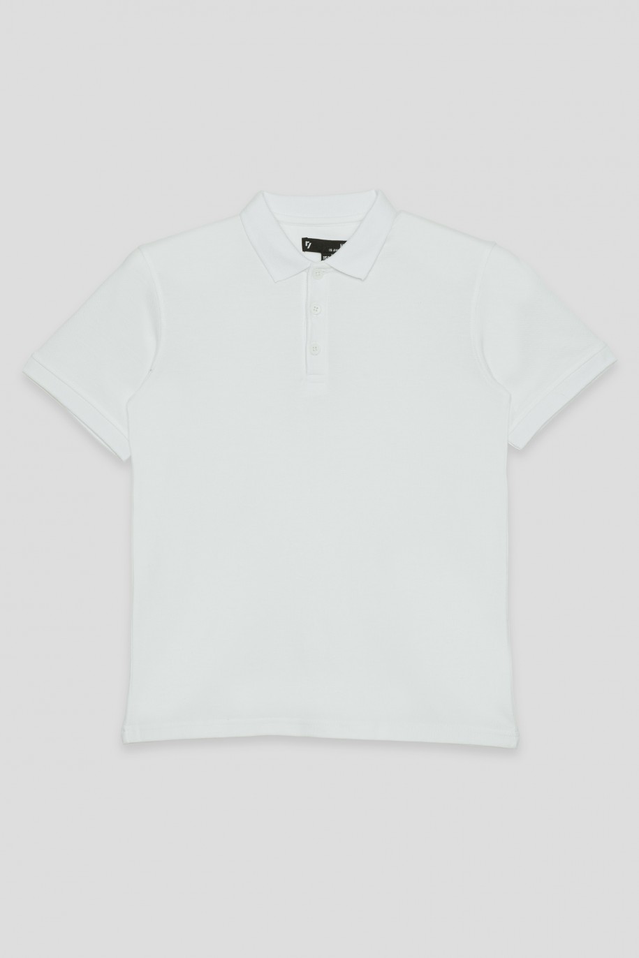 Biała gładka koszula polo - 40792