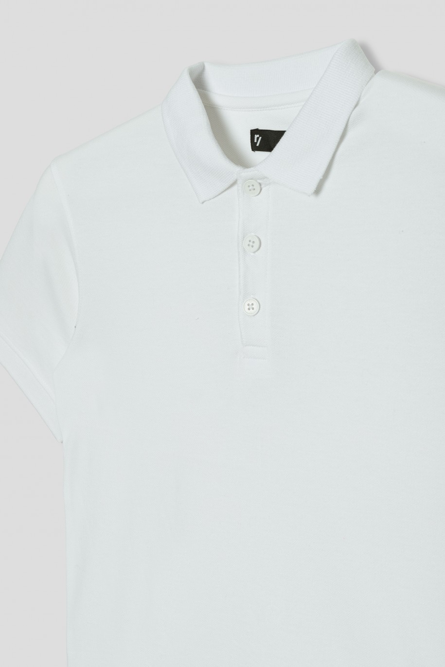 Biała gładka koszula polo - 40793
