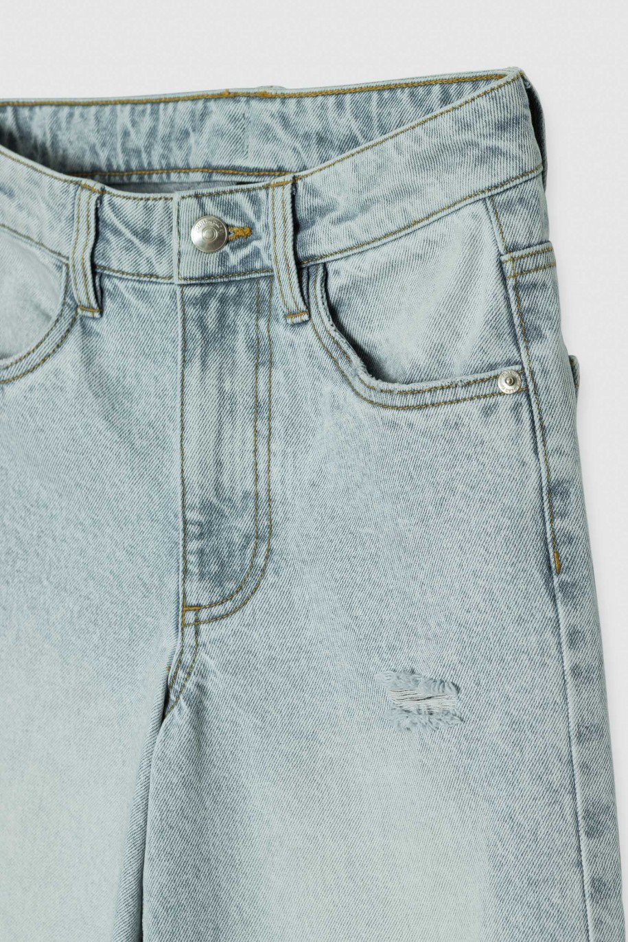 Niebieskie jeansy 3/4 z szeroką nogawką - 40870