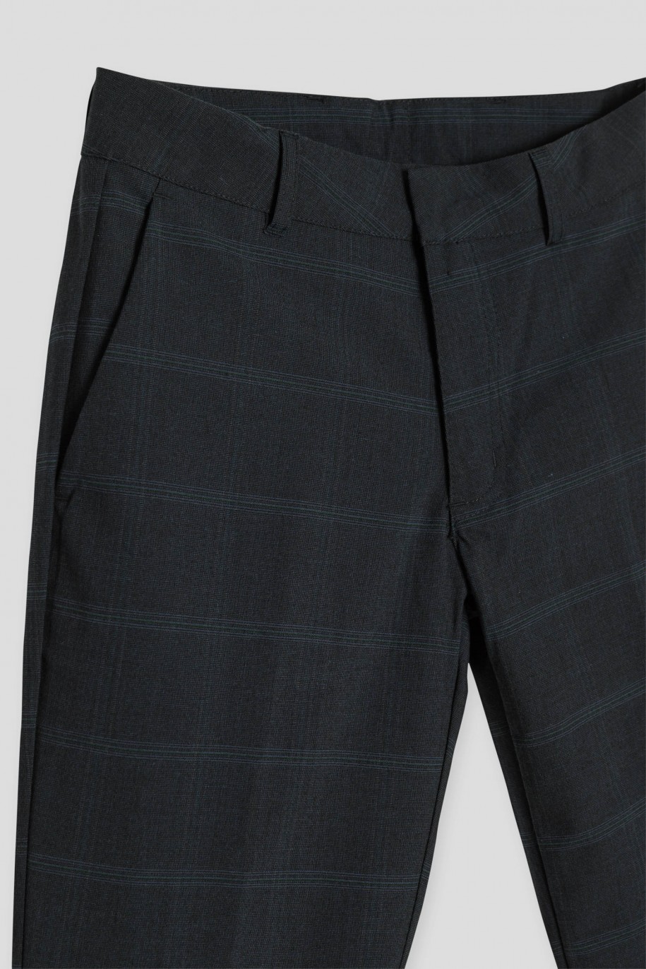Granatowe spodnie garniturowe w kratę - 40920