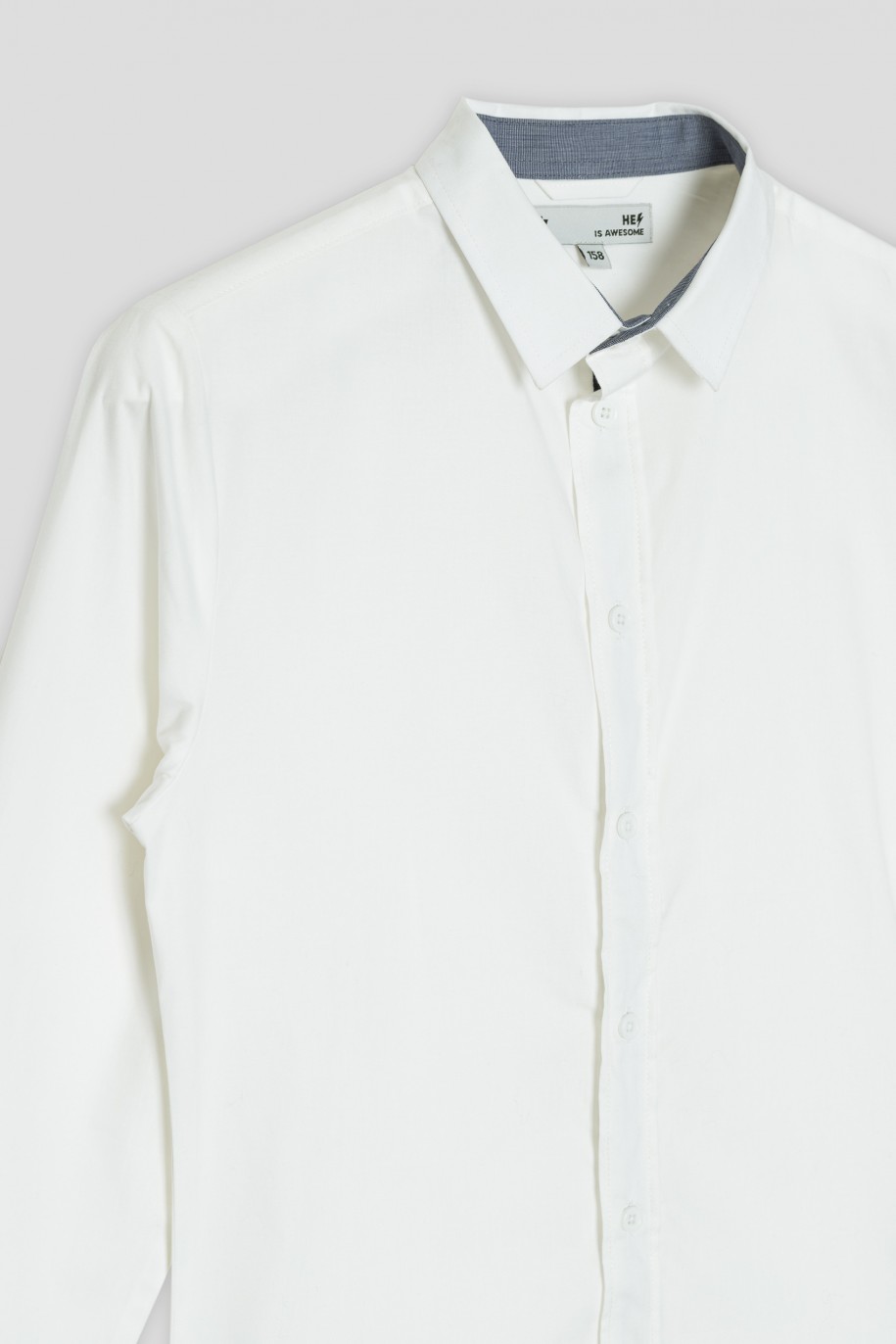 Biała klasyczna koszula z długim rękawem - 40932
