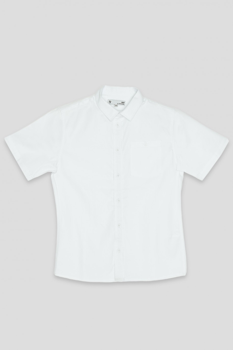 Biała koszula z krótkim rękawem i kieszonką - 40933