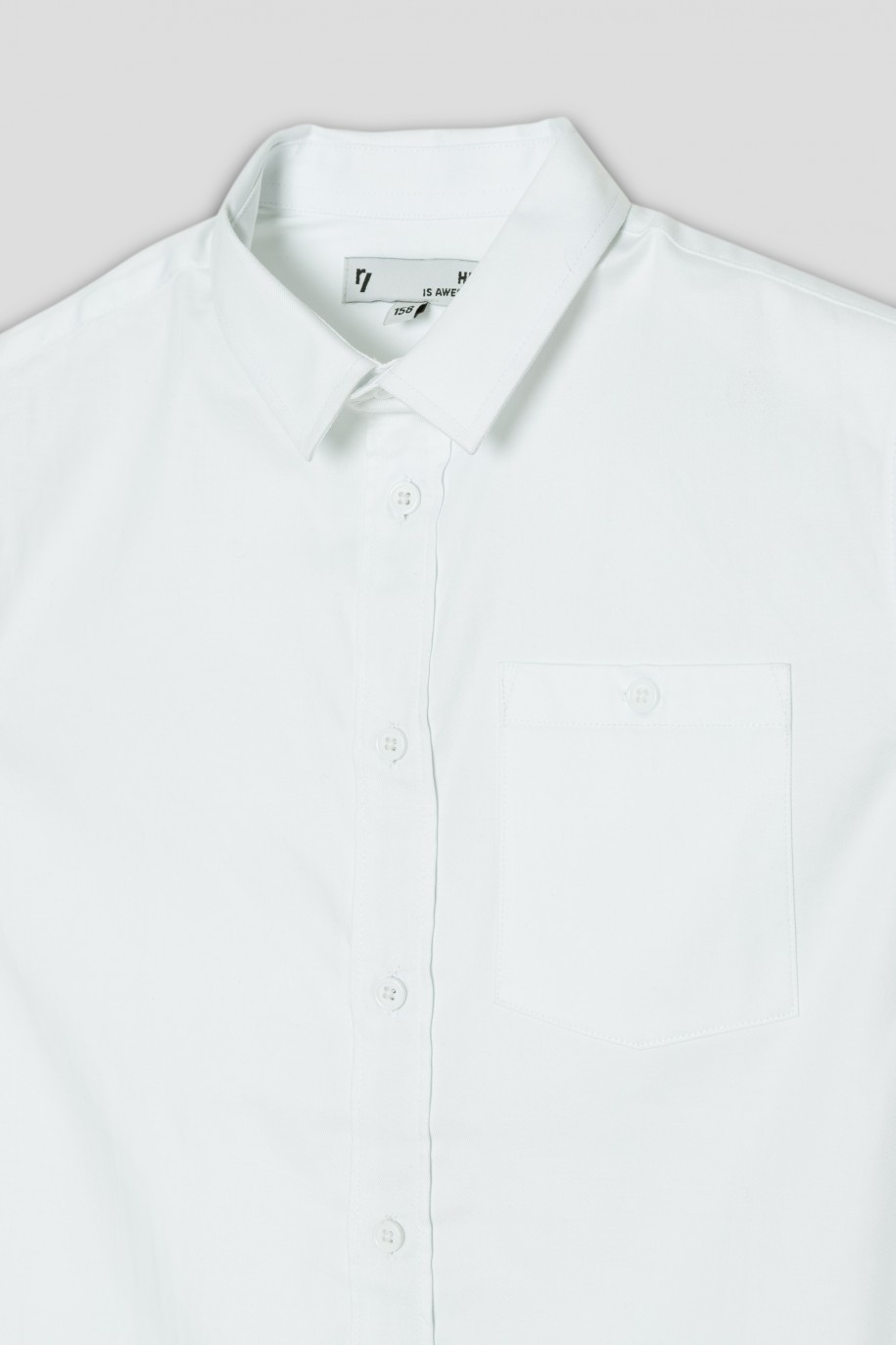 Biała koszula z krótkim rękawem i kieszonką - 40934